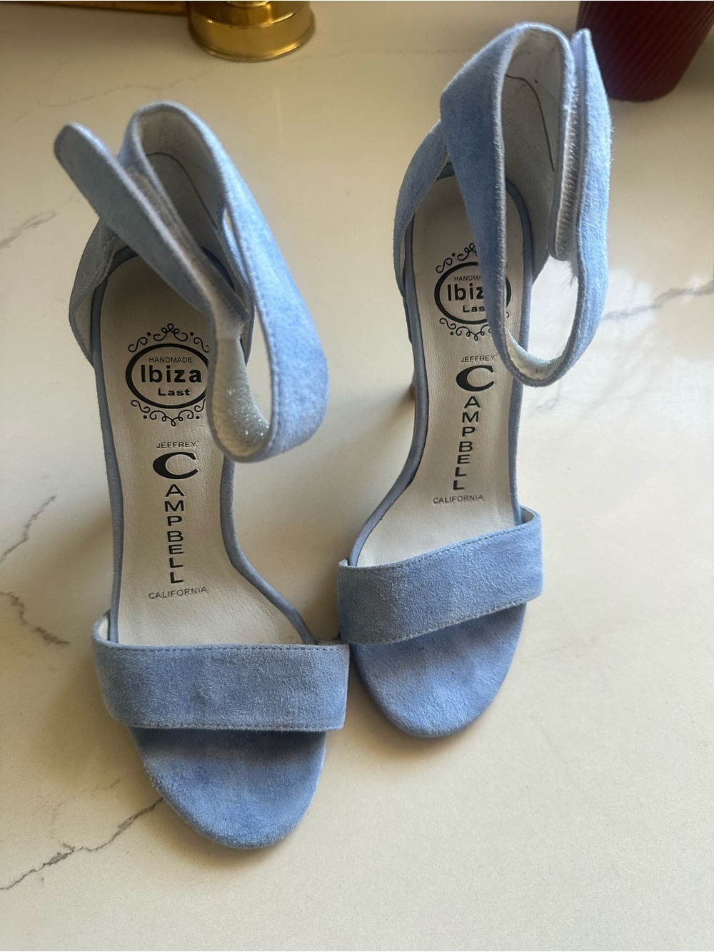 NWOT Jeffrey Campbell Hough Blue Suede Ankle Strap Heels Size 6
